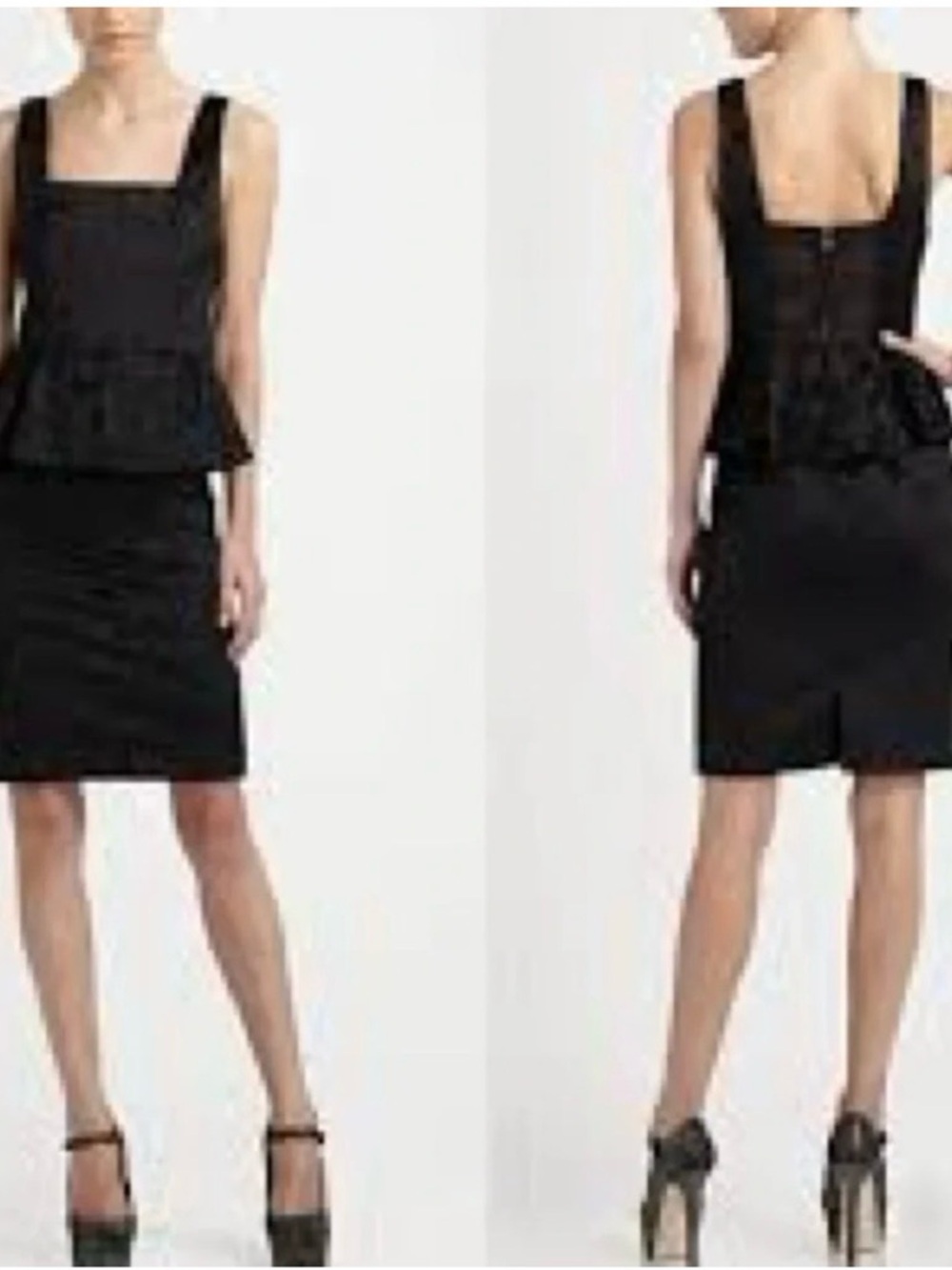 alice + olivia yodi square neck peplum sheath dress